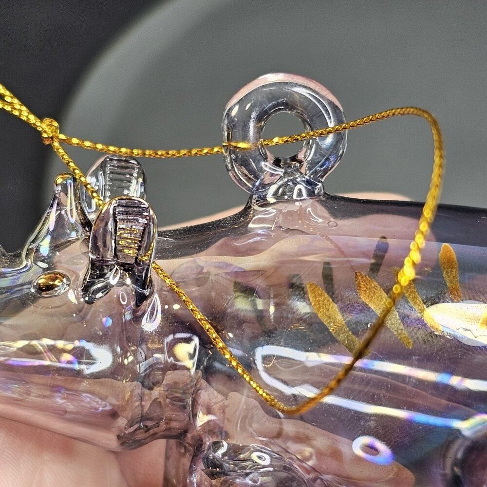 Christmas Ornament Rhino Rhinoceros Figurine Blown Glass Handmade Germany - Picture 11 of 13